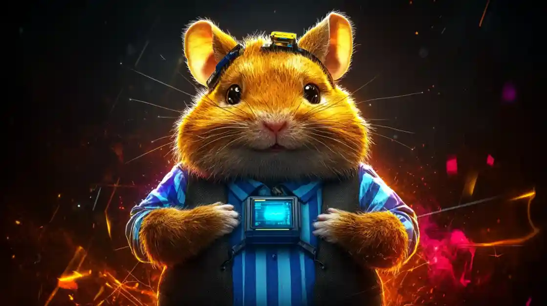 A cute and tech-savvy hamster character wearing a vest and a headset, representing the playful and innovative spirit of 6777bd.